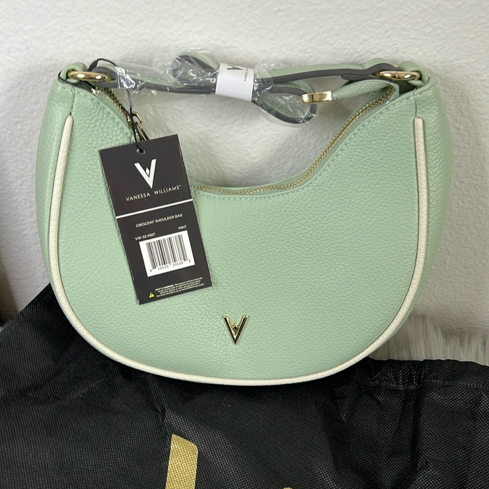 NWT Vanessa Williams Mint Green Crescent Shoulder Handbag